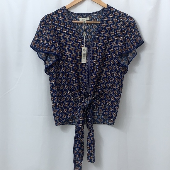 Women’s Max Studio Flutter Sleeve Waist Tie Blouse Size Small NEW WITH TAGS - Picture 2 of 9